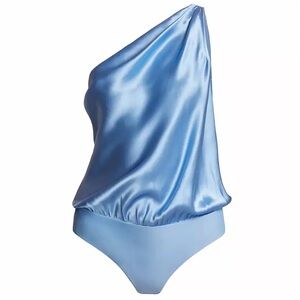 Cami NYC Darby Satin Bodysuit in Cornflower Blue